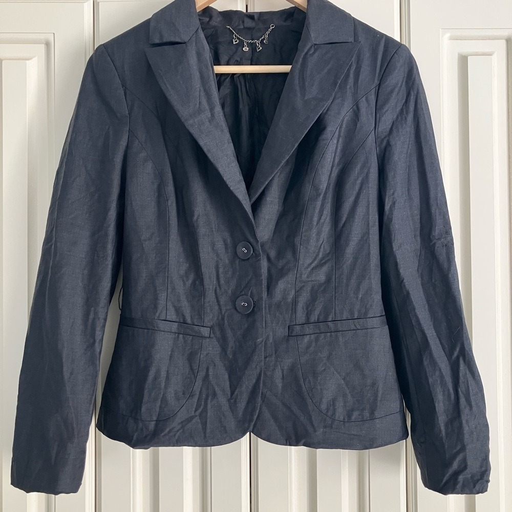Bebe Wool Blend Charcoal Cropped Two‎ Button Blazer Size 6